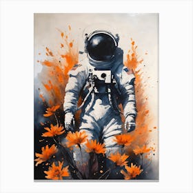 Abstract Astronaut Flowers Painting (14) Canvas Print