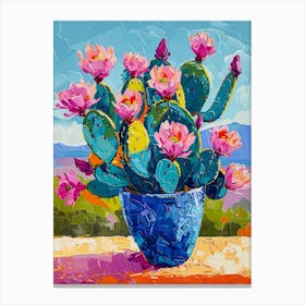 Cactus In A Blue Vase Canvas Print