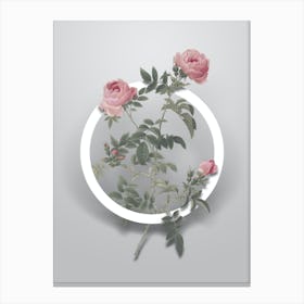 Vintage Rose of the Hedges Minimalist Botanical Geometric Circle on Soft Gray Canvas Print