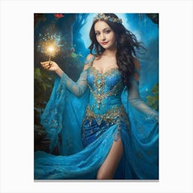 Fairy In A Blue Dress Canvas Print