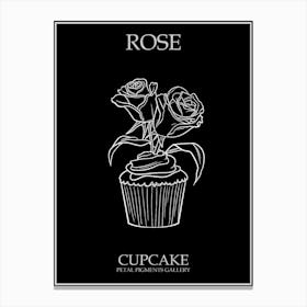 Rose Cupcake Line Drawing 4 Poster Inverted Canvas Print