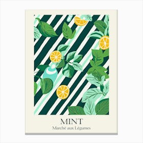 Marche Aux Legumes Mint Summer Illustration 11 Canvas Print