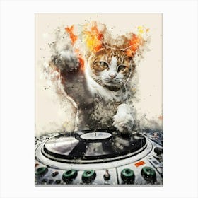 Cat Dj music Canvas Print