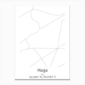 Haga,Japan Minimalist Map Canvas Print