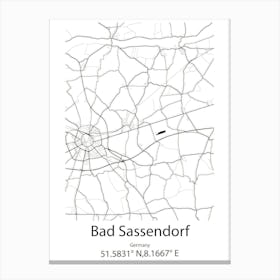 Bad Sassendorf,Germany Minimalist Map Canvas Print