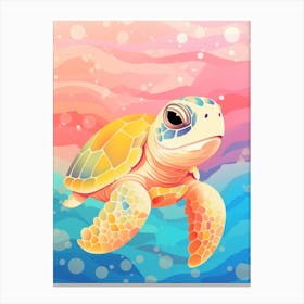 Mosaic Cartoon Sea Turtle Canvas Print