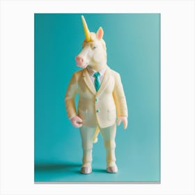 Toy Pastel Unicorn In A Suit 4 Canvas Print