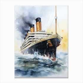 Titanic Ship On The Sea Watercolour 2 Canvas Print