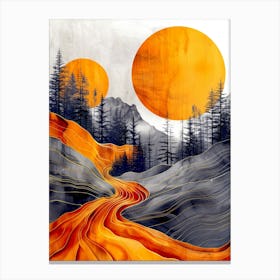 Orange Road Abstract Painting Canvas Print