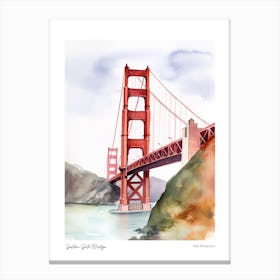 Golden Gate Bridge 4 Watercolour Travel Poster Canvas Print