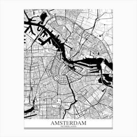 Amsterdam White Black Canvas Print