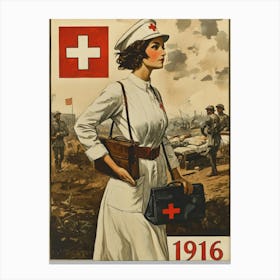 Aihrgdesign A Vintage Poster For Red Cross Recruitment In 191 59b8414c 936d 4631 Ba4b 32c251e17a18 0 Canvas Print