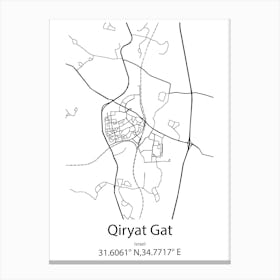 Qiryat Gat,Israel Minimalist Map Canvas Print