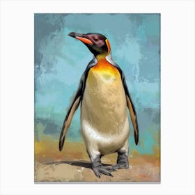 Galapagos Penguin Deception Island Colour Block Painting 3 Canvas Print