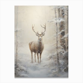 Stag In The Snow Canvas Print