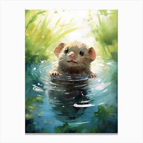 Adorable Chubby Swimming Possum 3 Canvas Print
