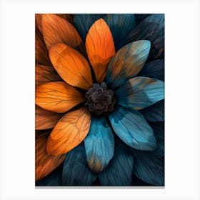 Blue And Orange Flower 2 Canvas Print