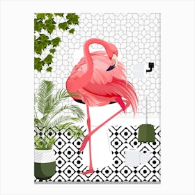 Flamingo On Toilet Black And White Toile