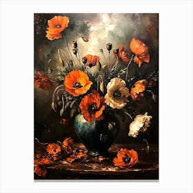 Baroque Floral Still Life Poppy 3 Canvas Print