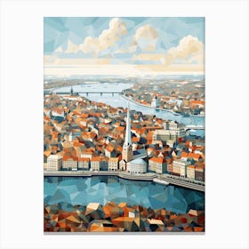 Copenhagen, Denmark, Geometric Illustration 3 Canvas Print