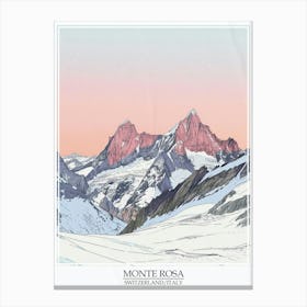 Monte Rosa Switzerland Italy Color Line Drawing 5 Poster Canvas Print
