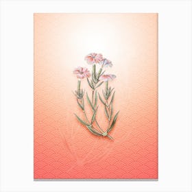 Prince Bisignano's Tree Pink Vintage Botanical in Peach Fuzz Seigaiha Wave Pattern n.0029 Canvas Print