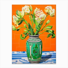 Flowers In A Vase Still Life Painting Freesia 1 Canvas Print