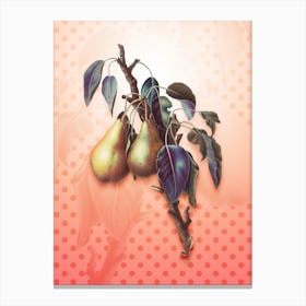 Lemon Pear Vintage Botanical in Peach Fuzz Polka Dot Pattern n.0168 Canvas Print