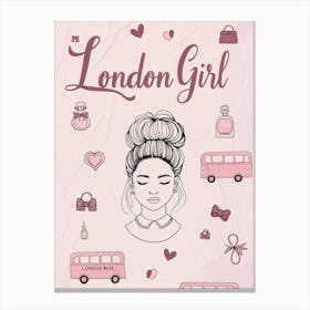 Pink London girl wall art Canvas Print