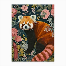 Floral Animal Painting Red Panda 4 Canvas Print