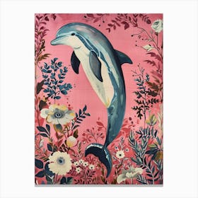 Floral Animal Painting Dolphin 3 Canvas Print