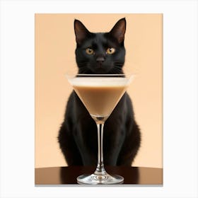 Cat In A Martini Canvas Print