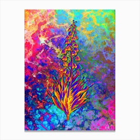 Persian Lily Botanical in Acid Neon Pink Green and Blue n.0112 Canvas Print