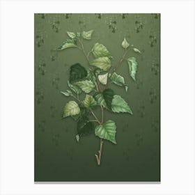 Vintage Silver Birch Botanical on Lunar Green Pattern n.1265 Canvas Print