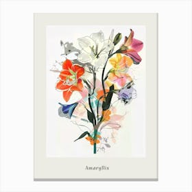 Amaryllis 1 Collage Flower Bouquet Poster Canvas Print