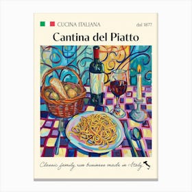 Cantina Del Piatto Trattoria Italian Poster Food Kitchen Canvas Print