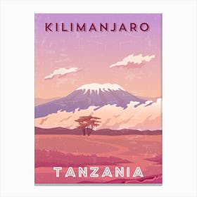 Kilimanjaro, Tanzania — Retro travel minimalist poster Canvas Print