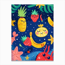 Tropical Fruit Pattern Canvas Print