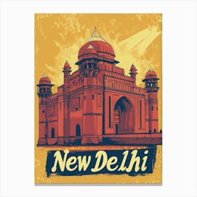 Aihrgdesign A Retro Travel Poster For New Delhi 1 Canvas Print