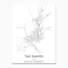 San Juanito De Escobedo,Mexico Minimalist Map Canvas Print