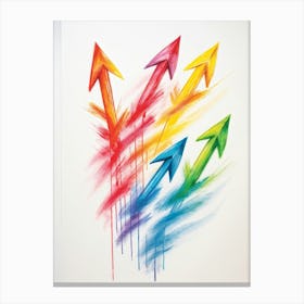 Arrows Composed Of Chalk And Crayon Strokes Floating Whimsically Against A Stark White Background (5) Canvas Print