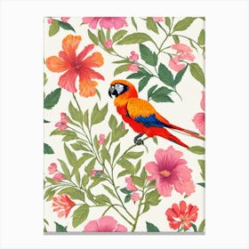 Macaw William Morris Style Bird Canvas Print