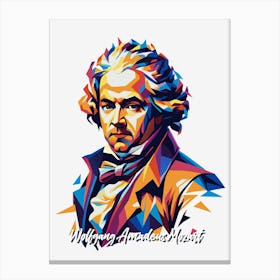 Wolfgang Amadeus Mozart 03 Portrait WPAP Pop Art Canvas Print