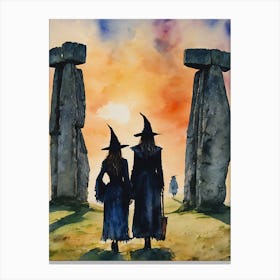 Winter Solstice at The Standing Stones ~ Witchy Stonehenge Yule Art Print Canvas Print