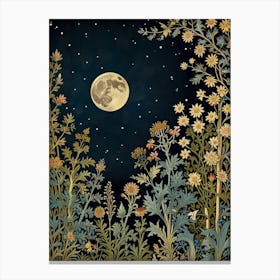 Moonlight In The Garden Style William Morris Art Print 2 Canvas Print