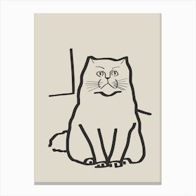 Line Art Cat Drawing 7 Canvas Print