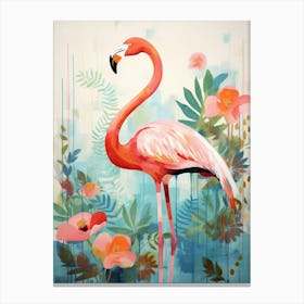 Bird Painting Collage Flamingo 3 Canvas Print