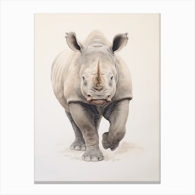 Portrait Of A Rhino Portrait Detailed Illustration Canvas Print