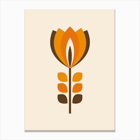 Mid Century Modern Flower 1 Orange Canvas Print