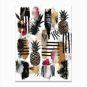 Pineapples In Gold And Black Canvas Print